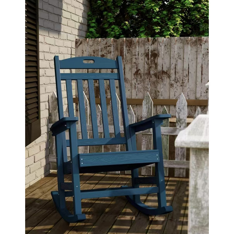 Outdoor Rocking Chair, All Weather HIPS Patio Rocker Chair Oversized Rocking Chair, Navy
