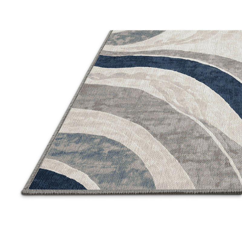 Machine Washable Gray Area Rug, Round 7'