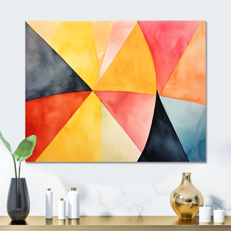 Geometric Soft Colors Tiles I - Geometric Metal Wall Art MT137585, 12" H x 20" W x 1" D