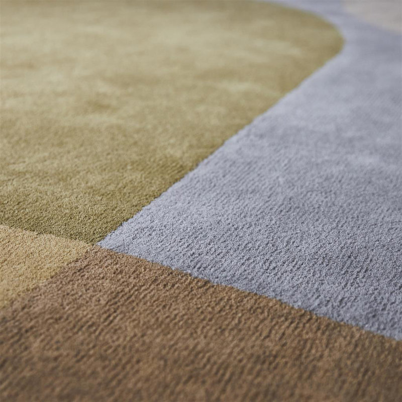 Decor Hand Tufted Wool Geometric Area Rug in Beige/Gray, Oval 6'7'' x 9'2''