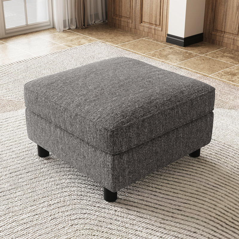 Single Modular Sofa Ottoman With Storage, Light Gray