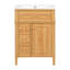 Meuble-lavabo 24 po avec lavabo, meuble-lavabo en bois avec tiroir rabattable, 2 tiroirs à fermeture en douceur, 1 porte à fermeture en douceur, bois massif et panneau de fibres à densité moyenne, poignées en bois élégantes, meubles-lavabos et meubles-lavabos