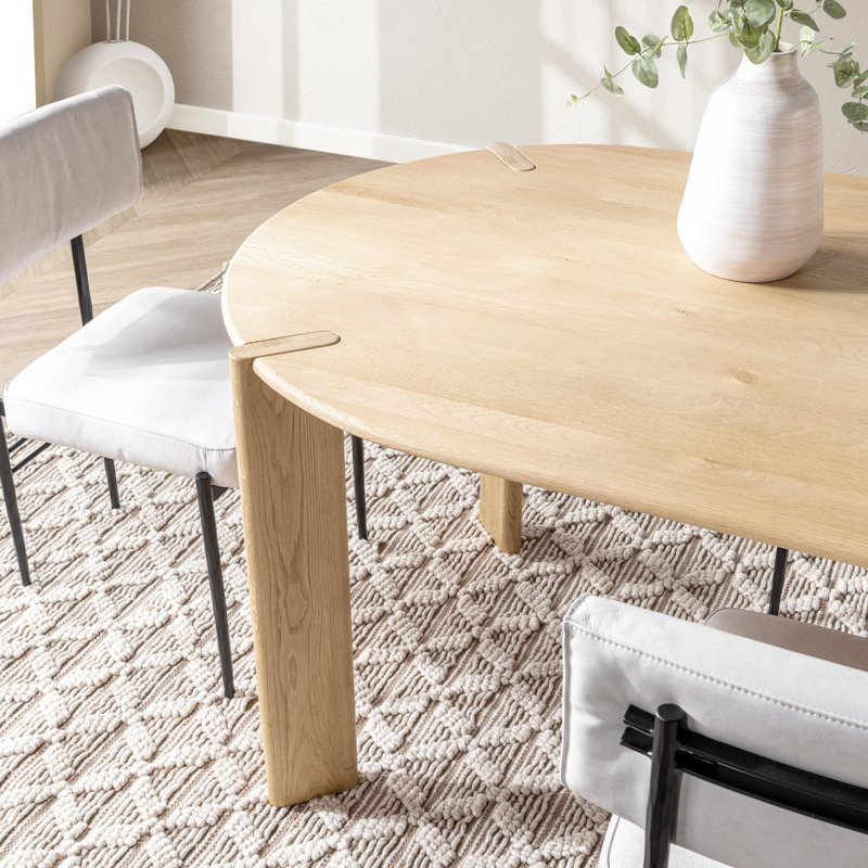Kering 75" Oak Wood Oval Dining Table