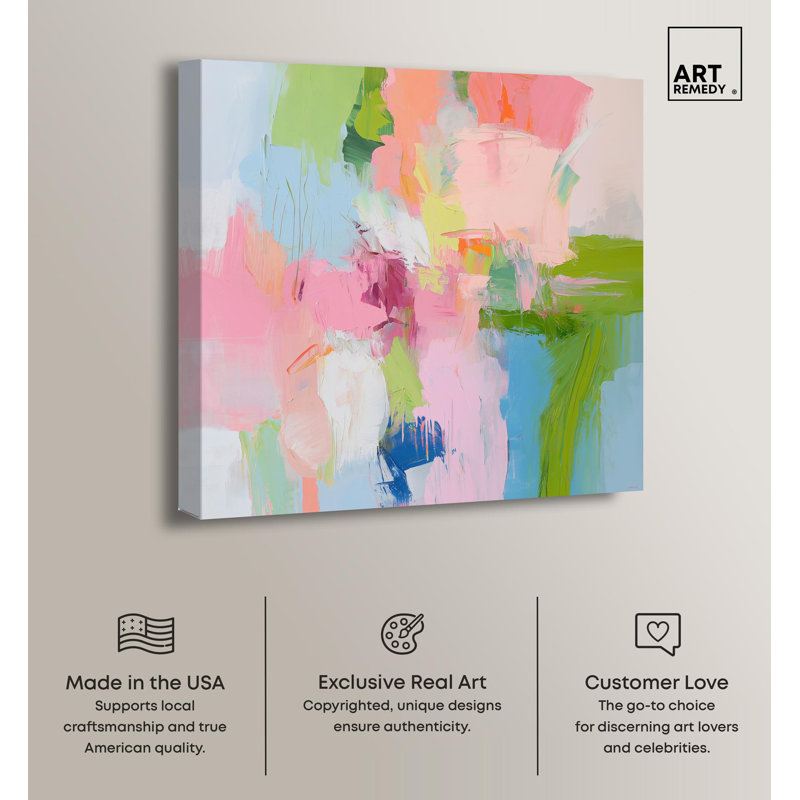 Dynamic Brushwork Colorful Abstract Canvas Print, 20" x 20"