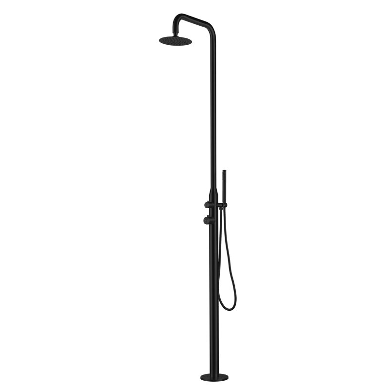 Douche d'extérieur autoportante Rain, Noir mat