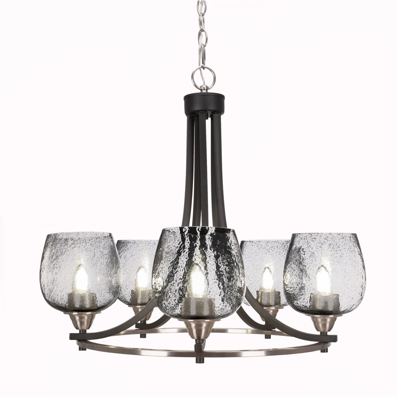 Lustre 5 lumières avec verre 6 "Paramount, Coloré, Noir mat