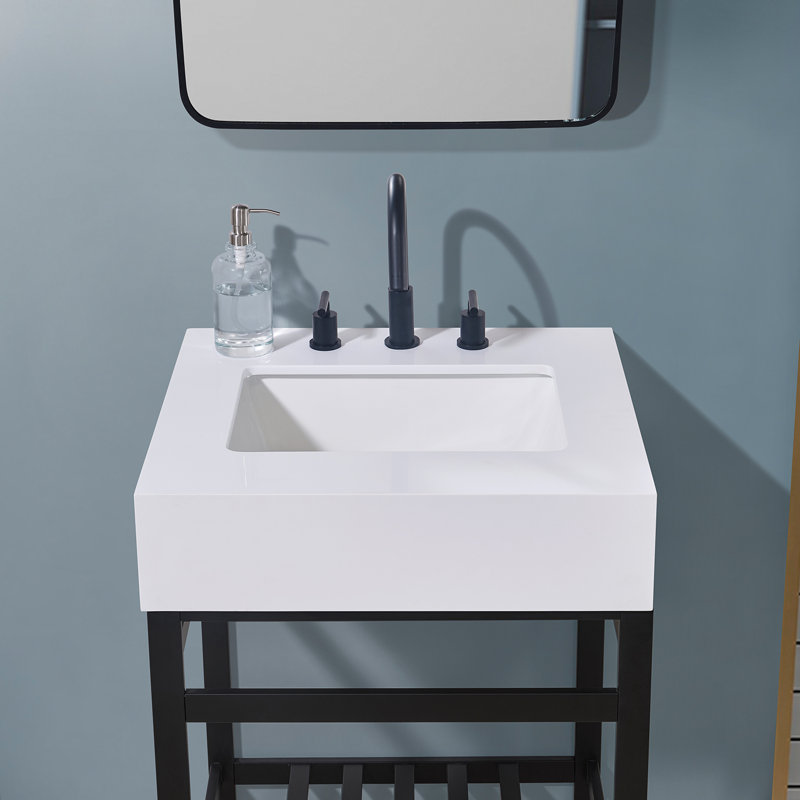 24" Snow White Ceramic Bathroom Vanity Top with Sink