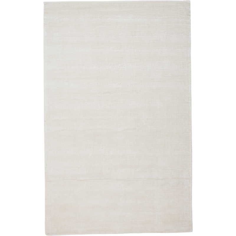 Tapis blanc crocheté à la main Riaria, Rectangle 3 pi 6 po x 5 pi 6 po