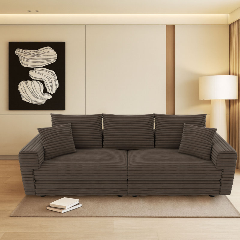 Canapé 4 places en velours côtelé Modern, H 35,35 po x l 102,42 po x P 35,43 po, Chameau