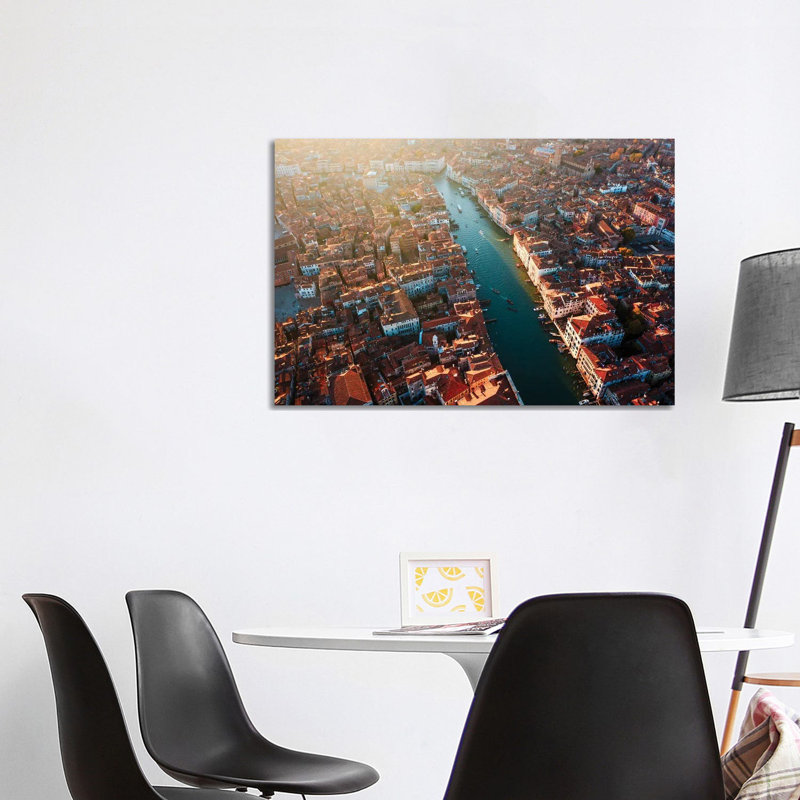 Aerial Sunset Over The Grand Canal, Venice, Italy 1 Piece Wall Art on Canvas, 101.6 cm H x 66.04 cm W x 1.91 cm D, No Frame