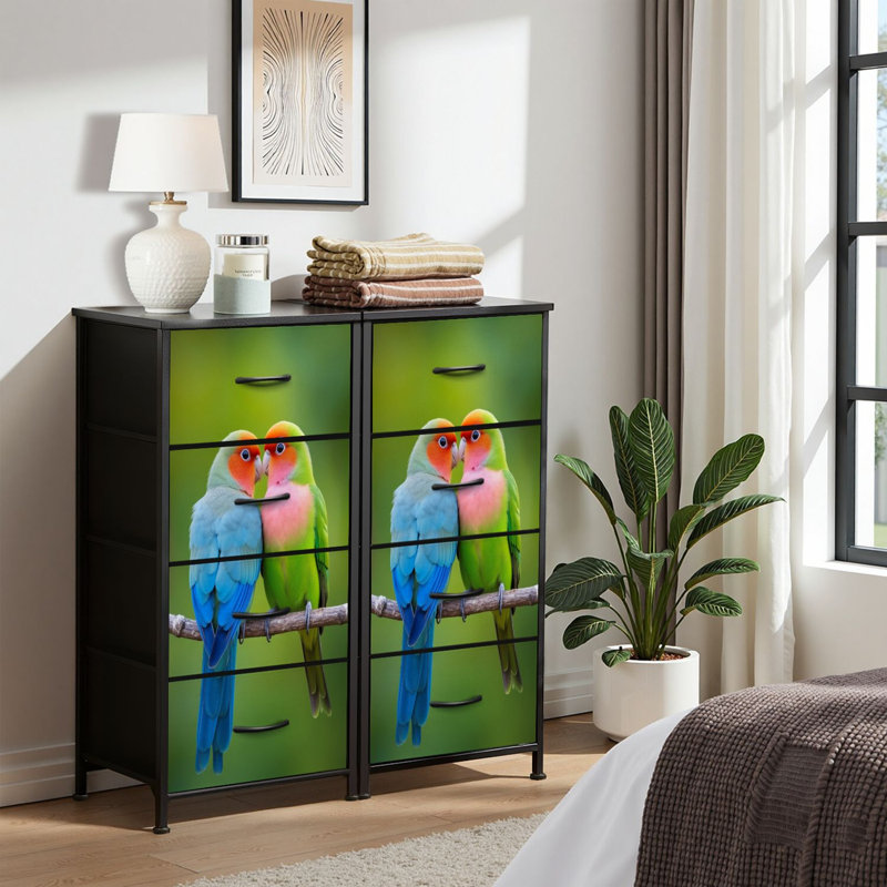 4 Drawer Dresser for Bedroom, Narrow Chest of Drawers, Wooden Top and Study Iron Frame 18"x37.5"-(WxH)