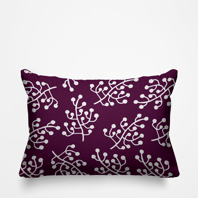 Coussin intérieur / extérieur Charis Wild Flower, 14 po x 20 po, Mauve, Rectangulaire