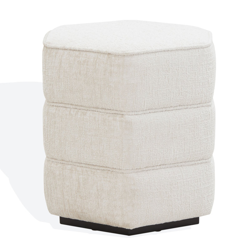 Rosaria Chenille Hexagon Ottoman, Beige