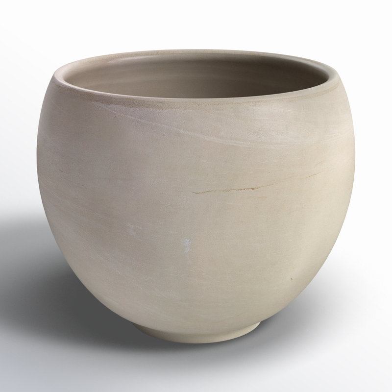 Handmade Ceramic Pot Planter, Tan, 6" H x 7.75" W x 7.75" D