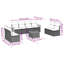  Ensemble de canapé de patio 9 pièces avec coussins en rotin de polyester noir