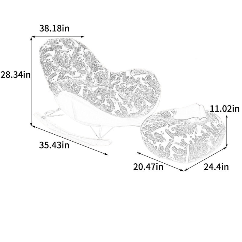 Chaise berçante ergonomique en chenille, Gris / Noir