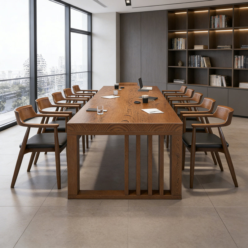 Solid Pine Wood Rectangular Conference Table