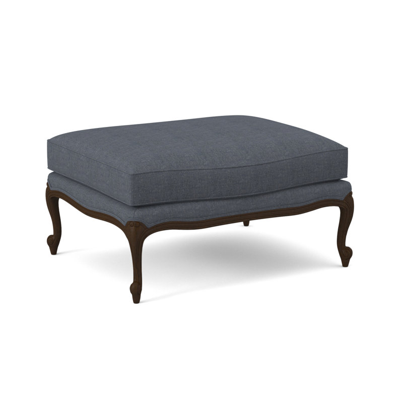 St. Helena Ottoman, Sunny Linen, American Walnut