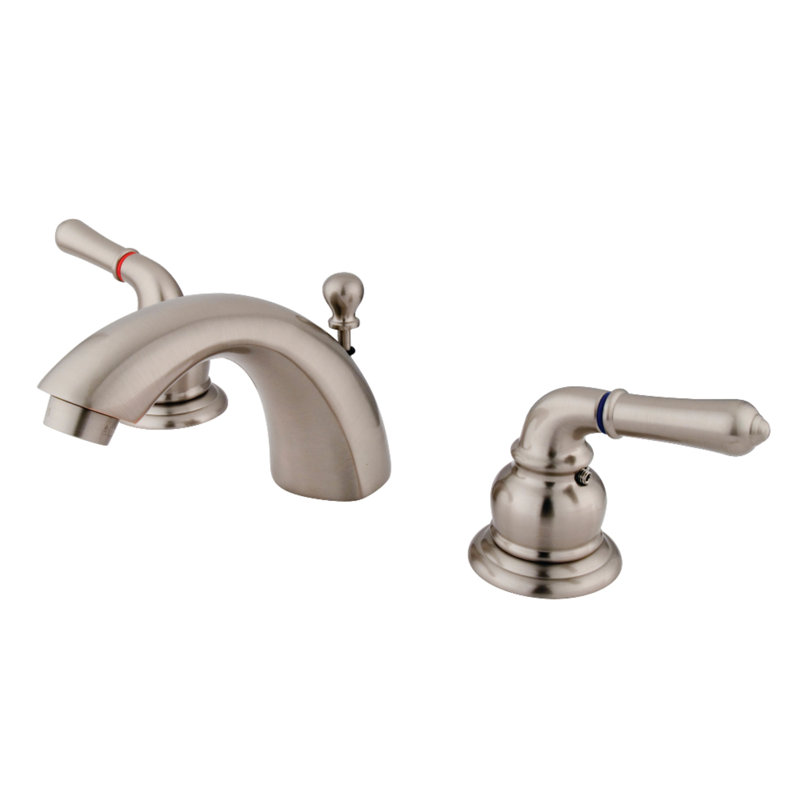 St. Charles Widespread Bathroom Faucet with Drain Assembly, Satin Nickel