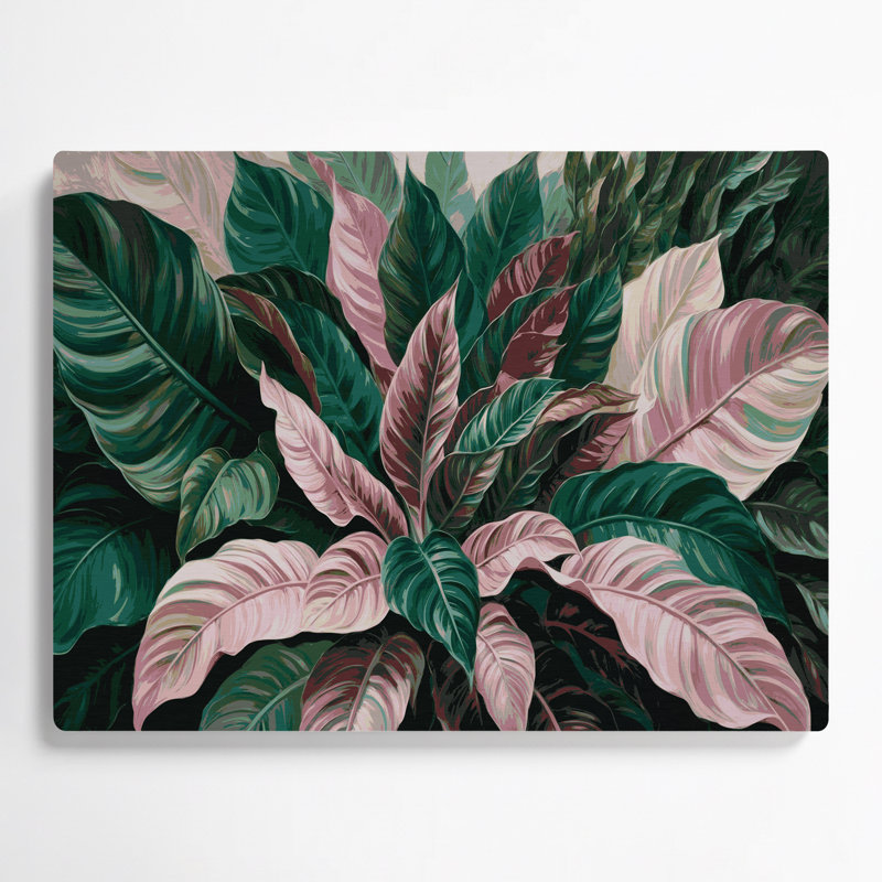 Art mural botanique en métal vert caladium, H 12 po x l 18 po