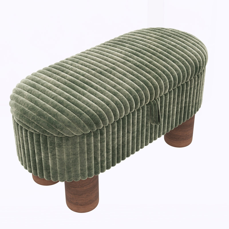 Repose-pieds moderne avec rangement et repose-pieds Corduroy, Vert, Green