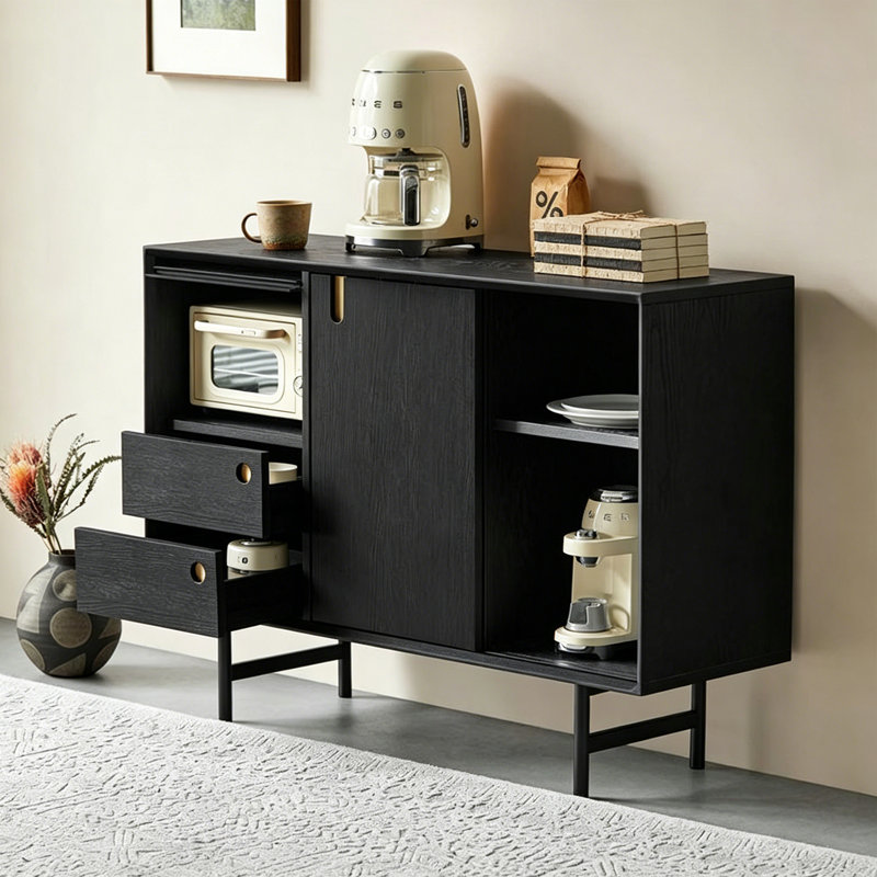 Middle Black Multifunctional Buffet Table