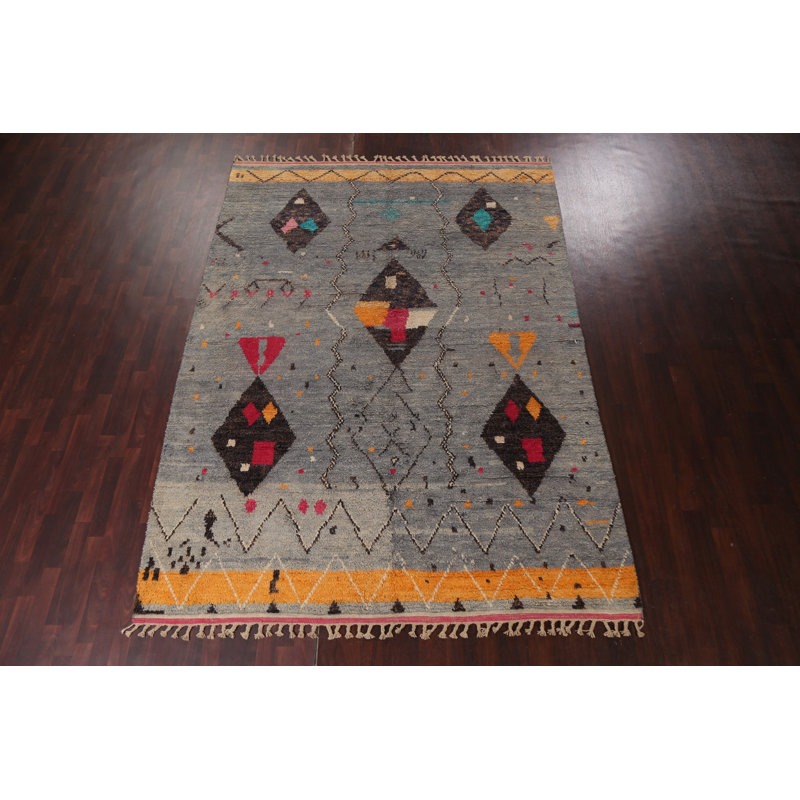 Tapis géométrique marocain noué à la main 8 x 11