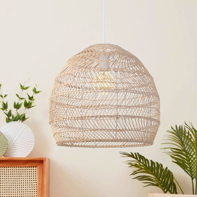 Nagle 1 - Light Natural Dome Pendant, 98.42" H x 19.69" W x 19.69" D