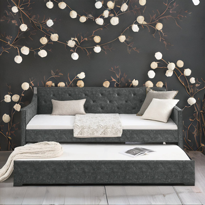 Lit tapissier Clarajane, gris