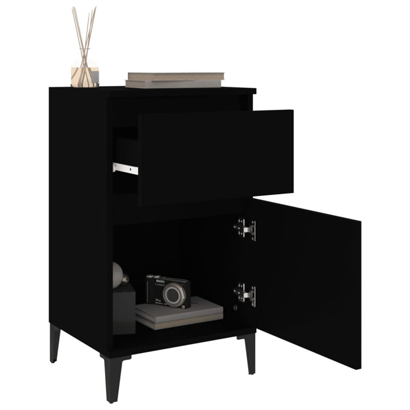 40cm W Bedside Table, Black