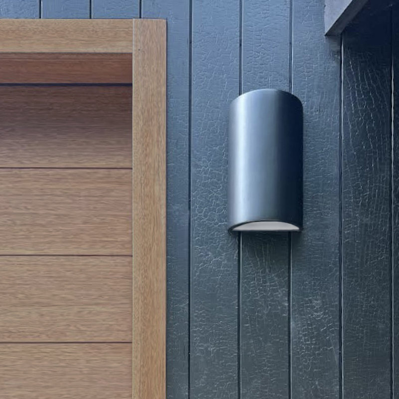 9.75"H Cylinder Andros Downlight Downlight Wall Sconce Damp Rated for Indoor or Covered Outdoor Use, Black, Yes