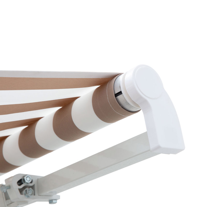 12' X 8' Retractable Awning Patio Awnings Sun Shade Shelter With Manual Crank Handle, 280G/M² UV & Water-Resistant Fabric And Aluminum Frame For Deck, Balcony, Yard, Beige