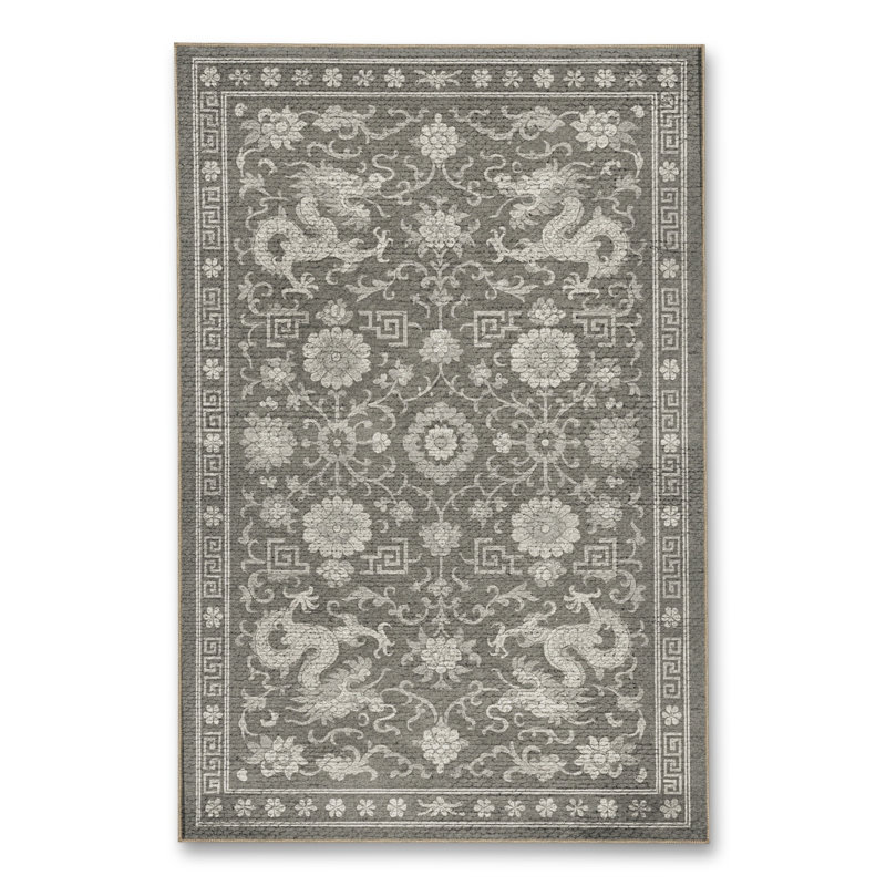 Tapis gris tissé traditionnel Mosso, 2'4" x 3'11"