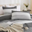 Ensemble d'édredon Litanika, ensemble d'édredon léger à rayures colorblock, ensemble de literie en duvet synthétique, vert clair, très grand-124764776-124498874