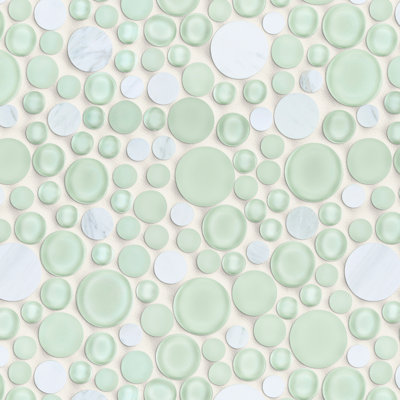 10.5" x 10.5" Bubble Art Random Marble Look Mosaic Wall Tile