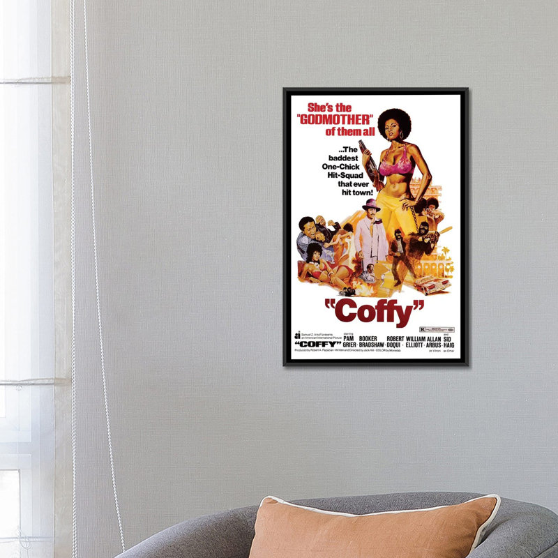 Coffy - publicité, Aucun mat, H 26 po x l 18 po x 1,5 po, Toile avec cadre noir