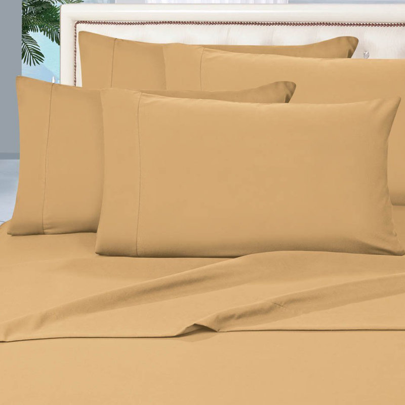 Ensemble de draps en polyester 1500 fils, Ensemble de draps pour grand lit, Or