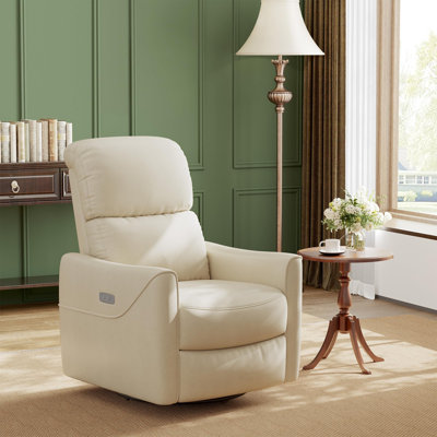 Power Swivel Glider Recliner with USB Charging, Lumbar Support & Faux Leather Upholstery