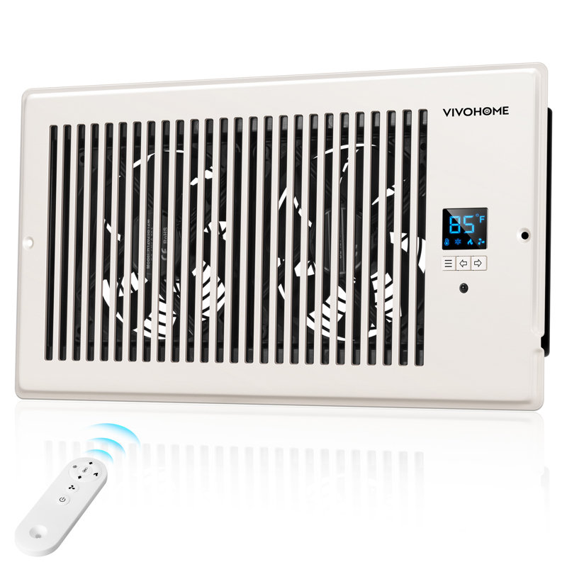 Quiet Register Booster Fan with Intelligent Thermostat, 5.5" H x 2.1" W x 13.8" D