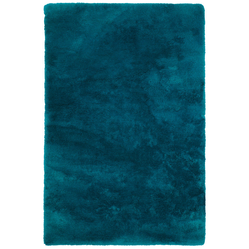 Curacao Abstract Hand Tufted Area Rug, Rectangular 60 x 110cm, Petrol