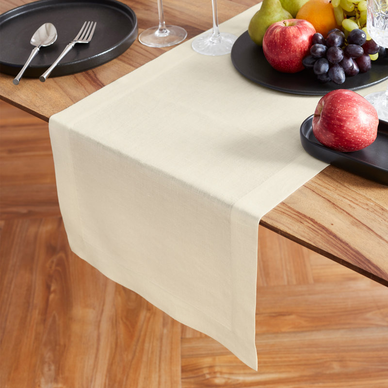 Sonoma - 100% Pure Linen Table Runner (Pre-Washed), 48" x 14", Ivory
