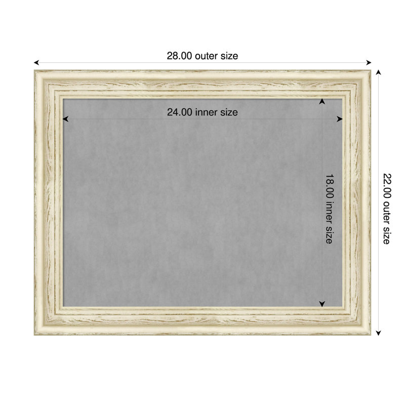 Country White Wash Framed Magnetic Organization Board, 22" H x 28" W