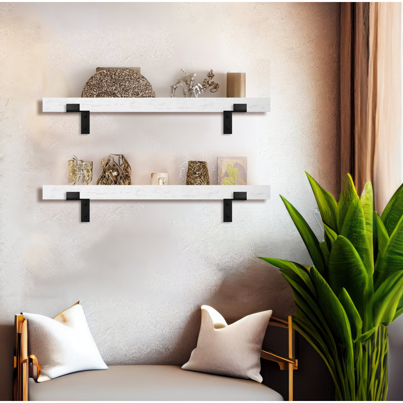 2 Piece Poplar Solid Wood Bracket Shelf, 2" H x 29" W x 7" D