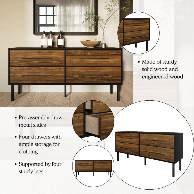 Keven 4 - Drawer Dresser, Brown