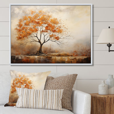 Minimalism Oak Tree Shimmering Autumn I - Floral Canvas Art Print