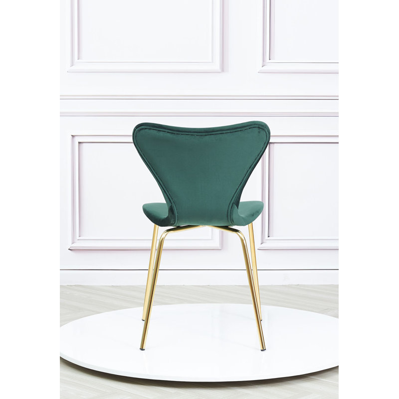 Liliana 4 - Person Dining Set with 2 Velvet Upholstered Dining Chairs, Green