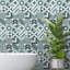 Ashim Melvin Blue Grey Geometric Retro Tile Sticker Set - 15 cm x 15 cm - 24 pcs