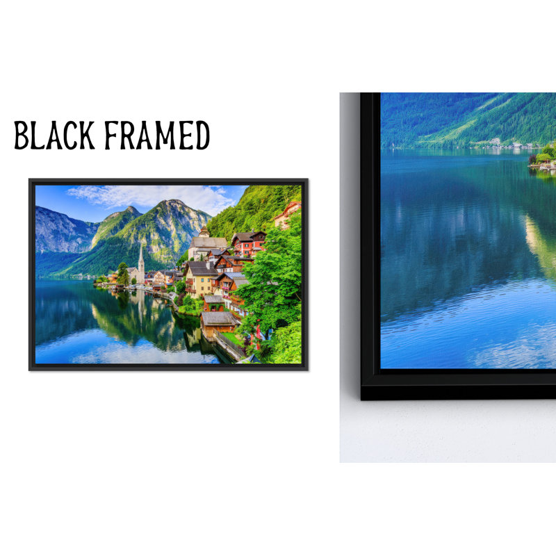 Toile imprimée: art mural en verre des Alpes autrichiennes - reflet de lac de montagne, 1P BlackFramedCanves