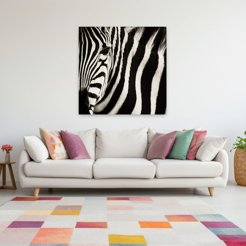 Camouflage I, art zébré contemporain, H 48 po x l 48 po