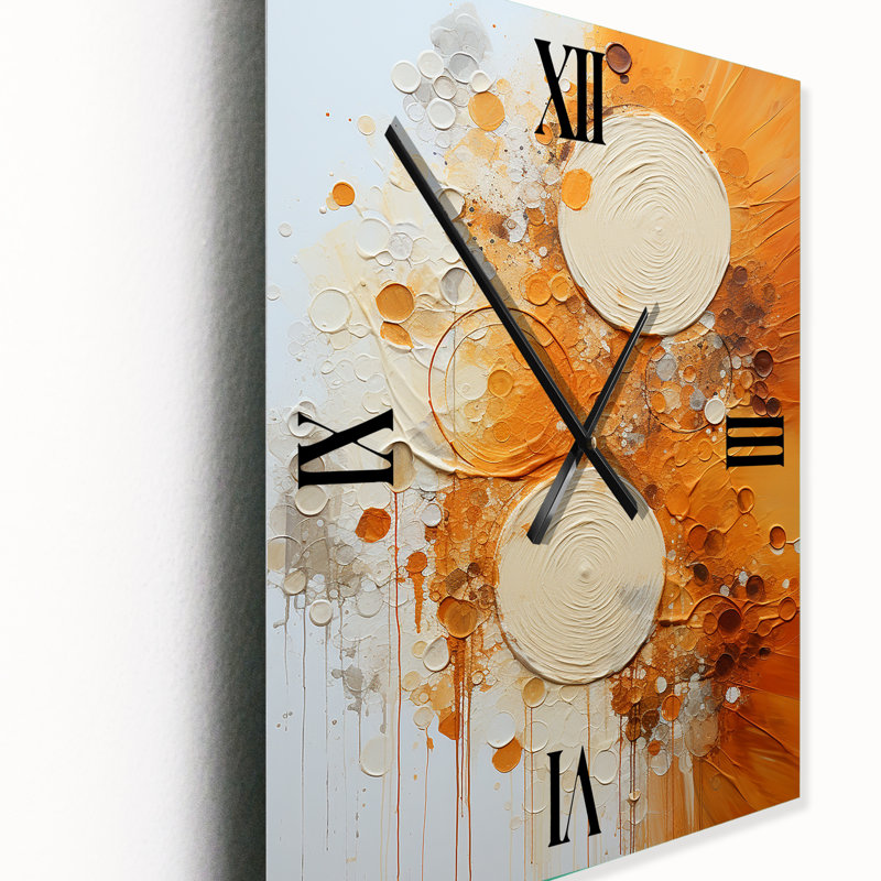 Horloge murale Tangerine Tango III - Paysage abstrait surdimensionné, H 32 po x l 16 po x P 1 po